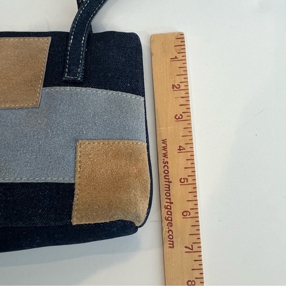 Vintage Shoulder Bag Denim Suede Patchwork Gen Z Hippie Boho 90’s Retro Funky - Picture 10 of 10